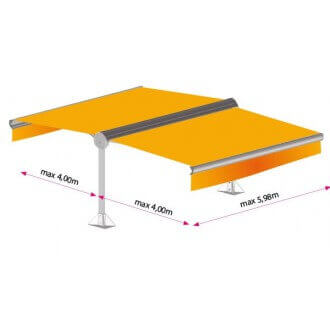 Store double pente grande dimension armature gris anthracite et toile orange