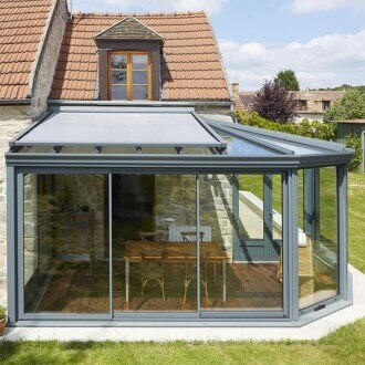 Pergola bois avec store de toit