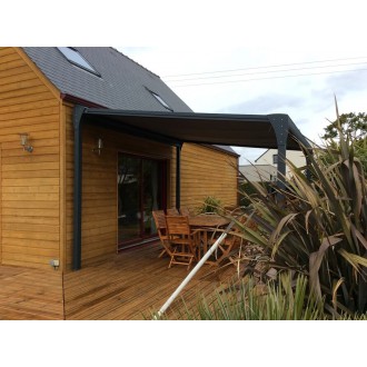 Pergola toile enroulable maison bois dickson micro-perforée