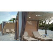 Pergola toile tendue entrelacée autoportée avec rideaux