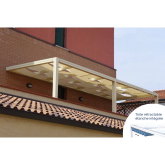Pergola toile tendue entrelacée + kit toile étanche rétractable 