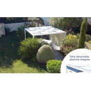 Pergola toile tendue entrelacée + kit toile étanche rétractable 3x3