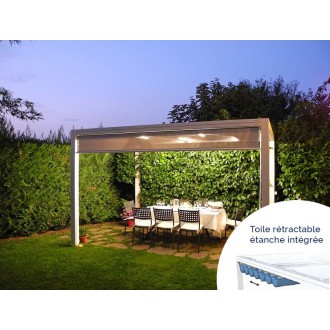 Pergola toile tendue entrelacée + kit toile étanche rétractable 