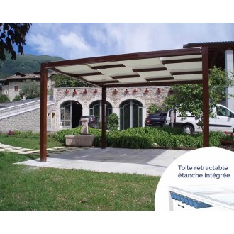 Pergola toile tendue entrelacée + kit toile étanche rétractable 