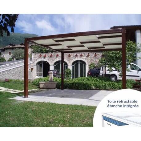 Pergola toile tendue entrelacée + kit toile étanche rétractable 