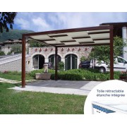 Pergola toile tendue entrelacée + kit toile étanche rétractable 