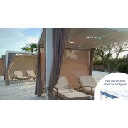 Pergola avec rideaux toile tendue entrelacée + kit toile étanche rétractable 