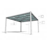 Armature aluminium pergola toile tendue entrelacée + kit toile étanche rétractable 