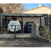 Carport toit plat autoportant pour 2 voitures