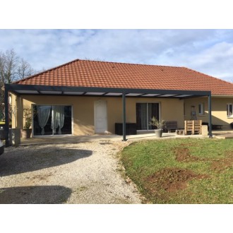 Structure Seule Pergola Toit Plat Aluminium Adossée (pour toiture polycarbonate, panneau sandwich, solaire photovoltaique, verre