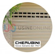 Porte de garage enroulable beige avec hublots