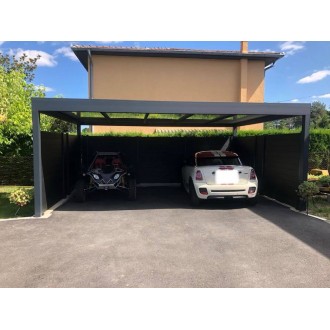Carport toit plat autoportant pour 2 voitures