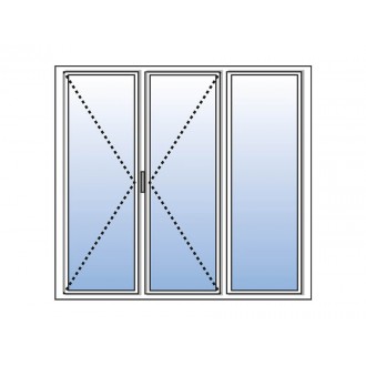 Porte-Fenêtre PVC 3 Vantaux (1 Fixe à Droite)