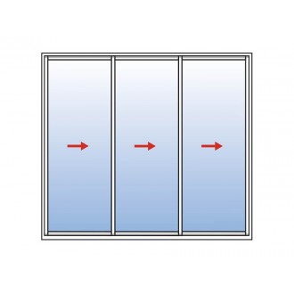 Baie Coulissante 3 vantaux ouvrant principal à gauche