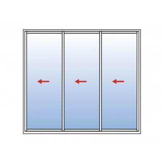 Baie coulissante 3 vantaux ouvrant principal à droite