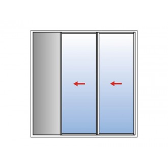 Baie à galandage 2 vantaux refoulement coté gauche