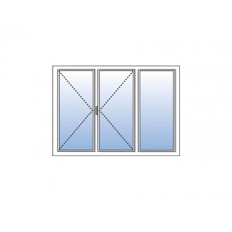 Fenêtre Aluminium 3 vantaux - 2 Ouvrants + 1 Fixe à droite (option Ferrage Invisible) 