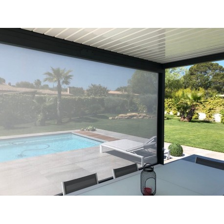 Rideau screen motorisé pour pergola micro-perforé