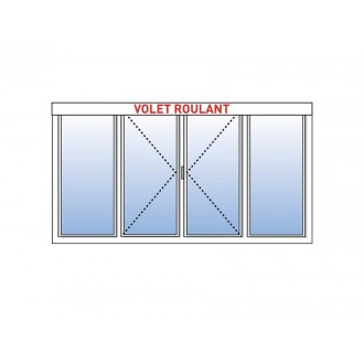 Fenêtre PVC 2 Ouvrants + 2 Fixes avec Volet Roulant Intégré
