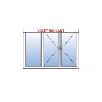 Fenêtre PVC 3 Vantaux (1 Fixe à Gauche) avec Volet Roulant Intégré