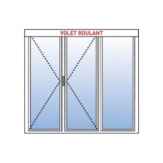 Porte-Fenêtre PVC 3 Vantaux (1 Fixe à Droite) avec Volet Roulant Intégré