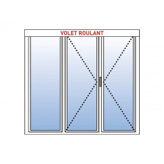 Porte-Fenêtre PVC 3 Vantaux (1 Fixe à Gauche) avec Volet Roulant Intégré