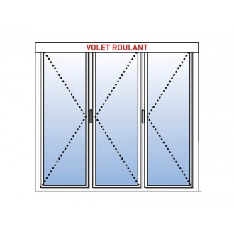 Porte-Fenêtre PVC 3 Ouvrants (Seul à Droite) avec Volet Roulant Intégré