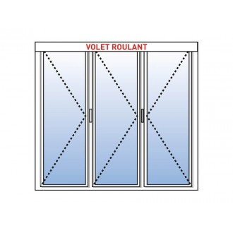 Porte-Fenêtre PVC 3 Ouvrants (Seul à Gauche) avec Volet Roulant Intégré