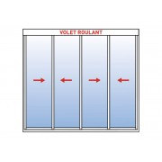 Baie Virée Coulissante Aluminium 4 Vantaux avec Volet Roulant Intégré