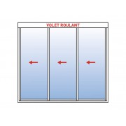 Baie Virée Coulissante Aluminium 3 Vantaux (Ouvrant Principal Droit) avec Volet Roulant Intégré