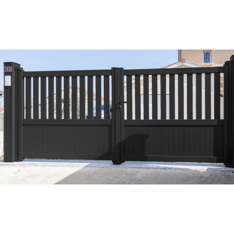 Portail Aluminium battant semi-ajouré Audrey