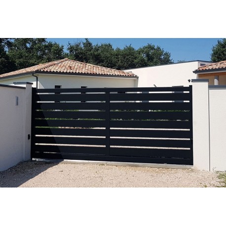 Portail Coulissant Aluminium ajouré horizontal Maeva