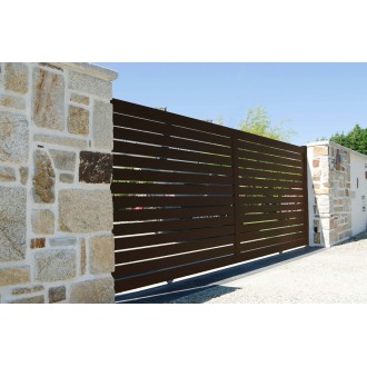 Portail Coulissant Aluminium ajouré horizontal Rose