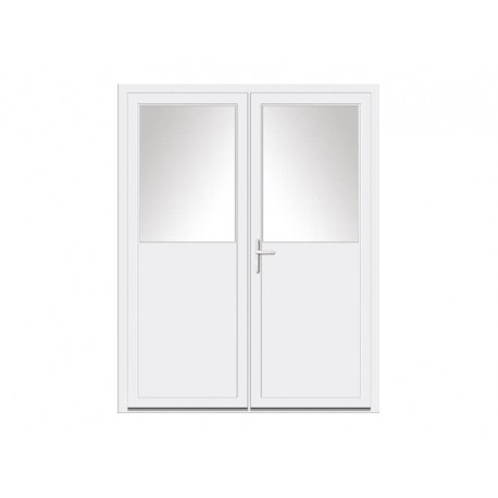 Porte de service PVC 2 vantaux 1/2 vitrée