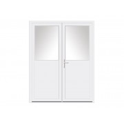 Porte de service PVC 2 vantaux 1/2 vitrée