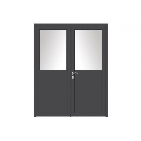 Porte de service Aluminium 2 vantaux panneau plein
