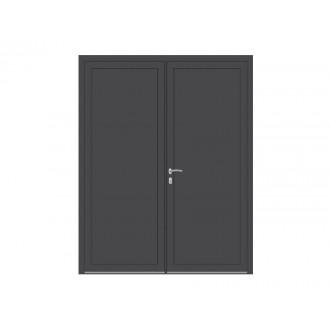 Porte de service aluminium 2 vantaux 1/2 vitrée