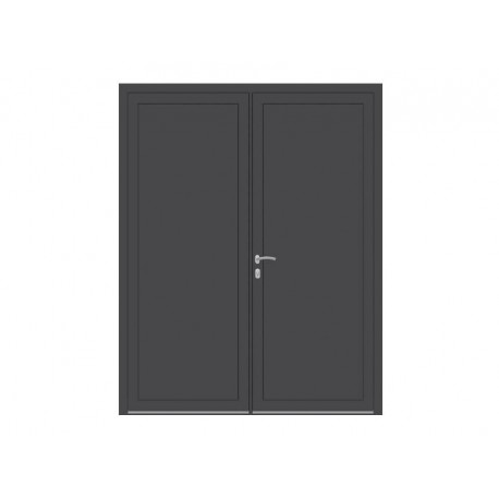 Porte de service aluminium 2 vantaux 1/2 vitrée