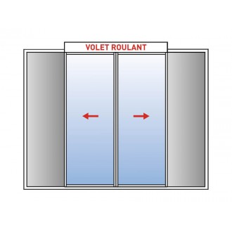 Baie Vitrée à Galandage Aluminium 2 Vantaux Monorail avec Volet Roulant Intégré