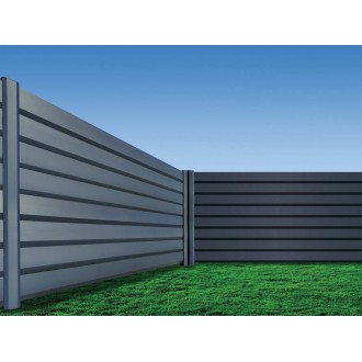 Clôture Aluminium Persiennée Lames 137x20mm Sans Vis à Vis Extérieur à Sceller Sur Mesure