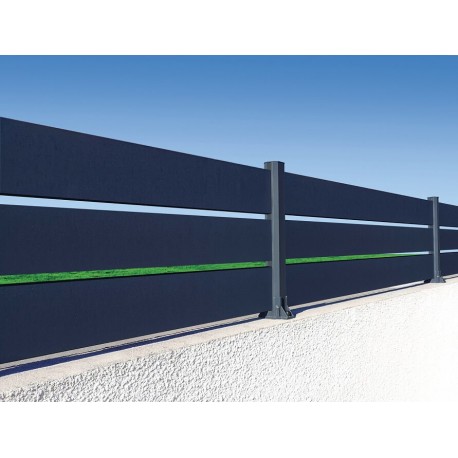 Clôture Aluminium Ajourée Lames 150x20mm à Visser sur Muret ou Applique (à l'Anglaise) Sur Mesure