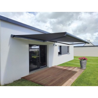 Store banne électrique 4x3.5 toile taupe T130