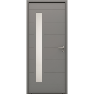 Porte d'Entrée Aluminium Luzia Vitrage Rectangle avec Rainures Horizontales Sur Mesure