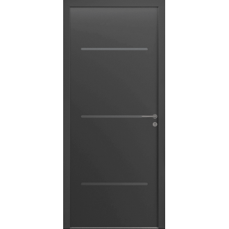 Porte d'Entrée Aluminium Janis Pleine & Rainures Horizontales Sur Mesure