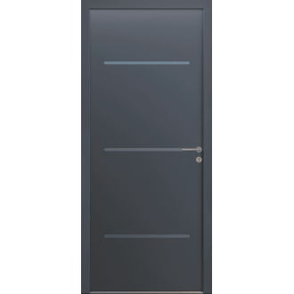 Porte d'Entrée Aluminium Janis Pleine & Rainures Horizontales Sur Mesure