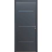 Porte d'Entrée Aluminium Janis Pleine & Rainures Horizontales Sur Mesure