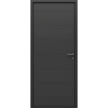 Porte d'Entrée Aluminium Vista Rainures Horizontales Sur Mesure