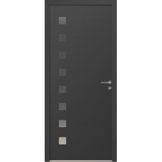 Porte d'Entrée Aluminium Uzes Pleine & Décors Alu Brossé Sur Mesure