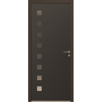 Porte d'Entrée Aluminium Uzes Pleine & Décors Alu Brossé Sur Mesure