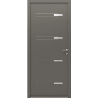 Porte d'Entrée Aluminium Elbot Pleine & Décors Alu Brossé Sur Mesure